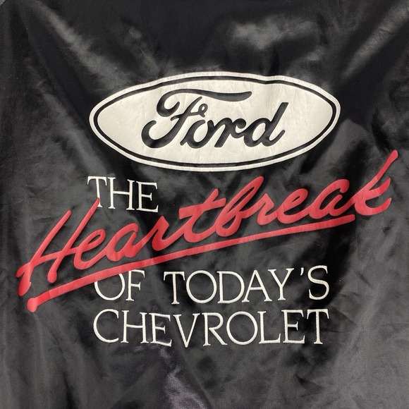 Vintage Ford Jacket Mens L West Ark The Heartbreak Of Todays Chevrolet Satin - Picture 2 of 16